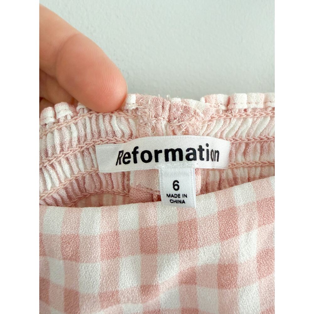 Reformation | Ellora Pink Gingham Tie Strap Tank Top | Sz 6 - Picture 5 of 9
